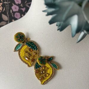 Lemon Beaded Earrings